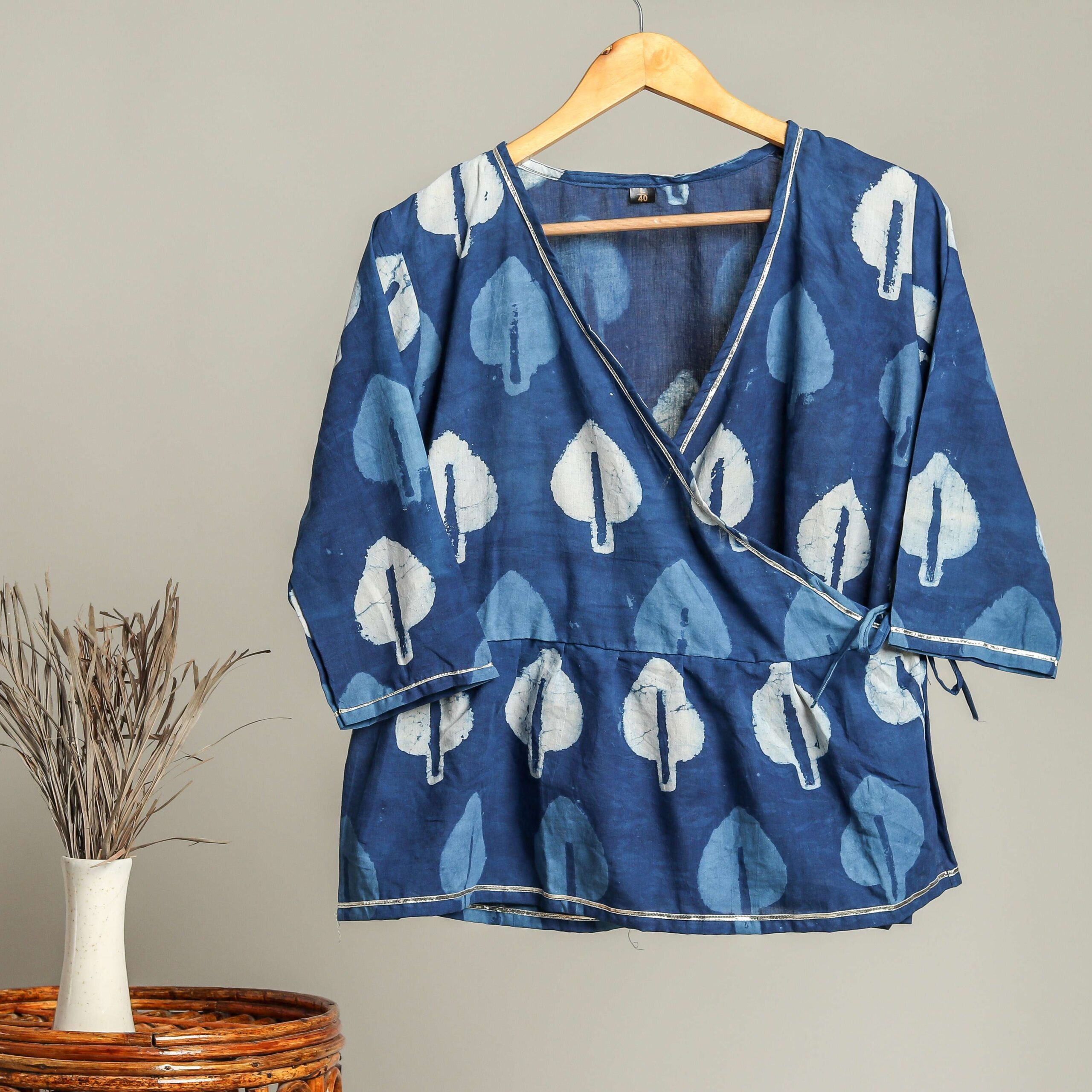 Handmade Block Print Cotton for Women ? Ethnic Floral Printed Top with Long Sleeves
